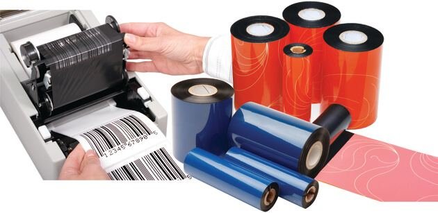 Ribbons de cera e impresora de código de barras